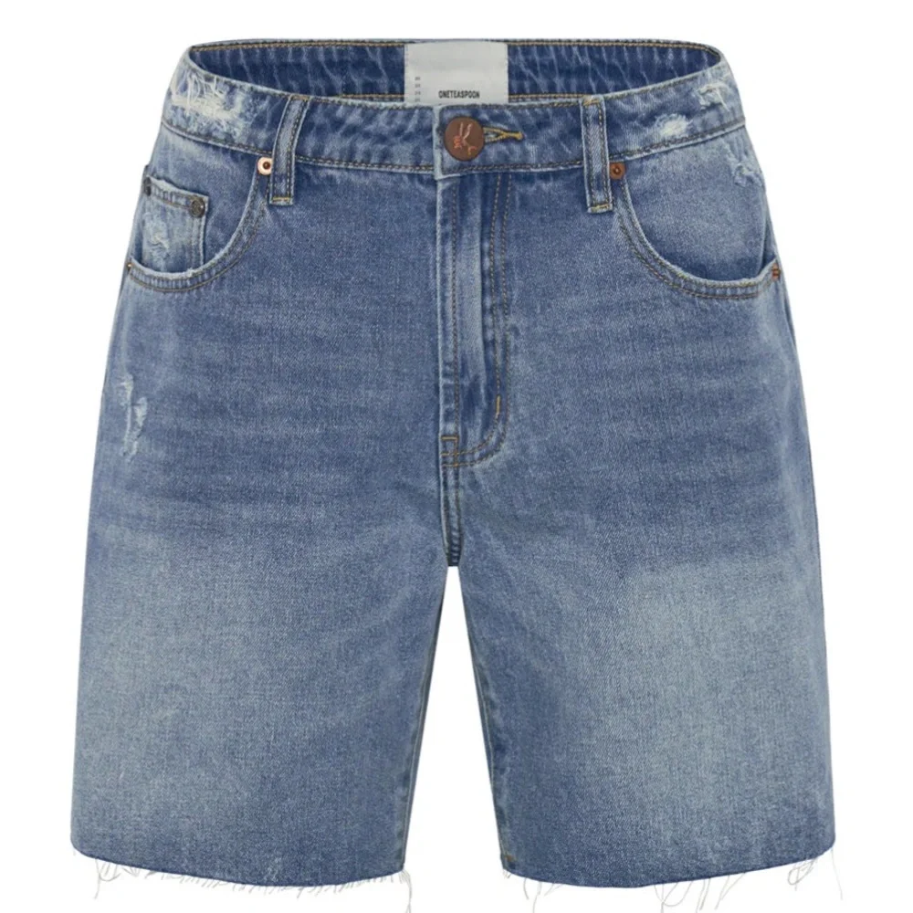 One Teaspoon Jacksons Mid Waist Wide Leg Denim Shorts size 27